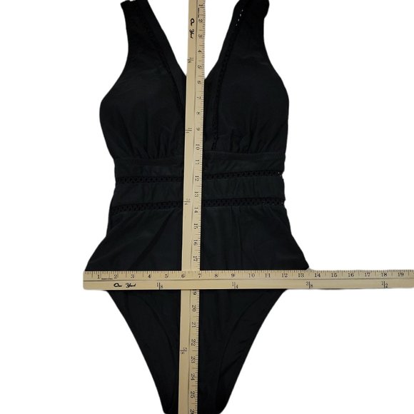 Tempt Me Women One Piece Black Swimsuit Plunge V Neck (Size US S) - Picture 8 of 8